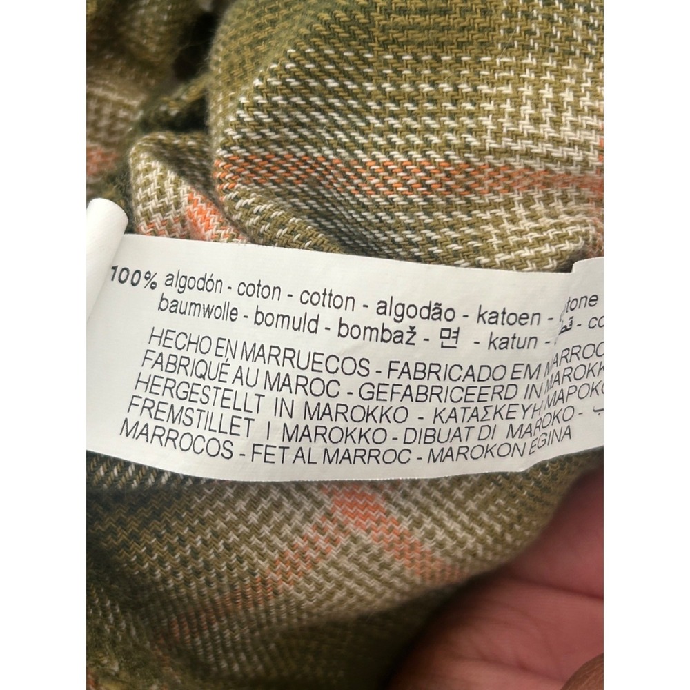Zara Plaid Shirt Dress Size 13 Green Pink Ecru Tie Waist Detail Button Front - Picture 8 of 13